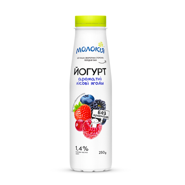 Йогурт питний МОЛОКІЯ лісова ягода, 1,4%, 250 г